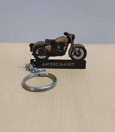 Customized Royal Enfield Classic 350 Stromrider Sand Colorful Bike Shape Gel Number Plate Keychain