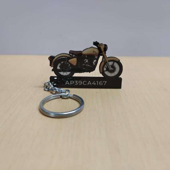 Customized Royal Enfield Classic 350 Stromrider Sand Colorful Bike Shape Gel Number Plate Keychain
