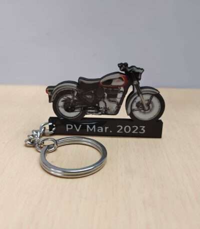 Customized Royal Enfield Classic Reborn 350 Chrome Red Colorful Bike Shape Gel Number Plate Keychain
