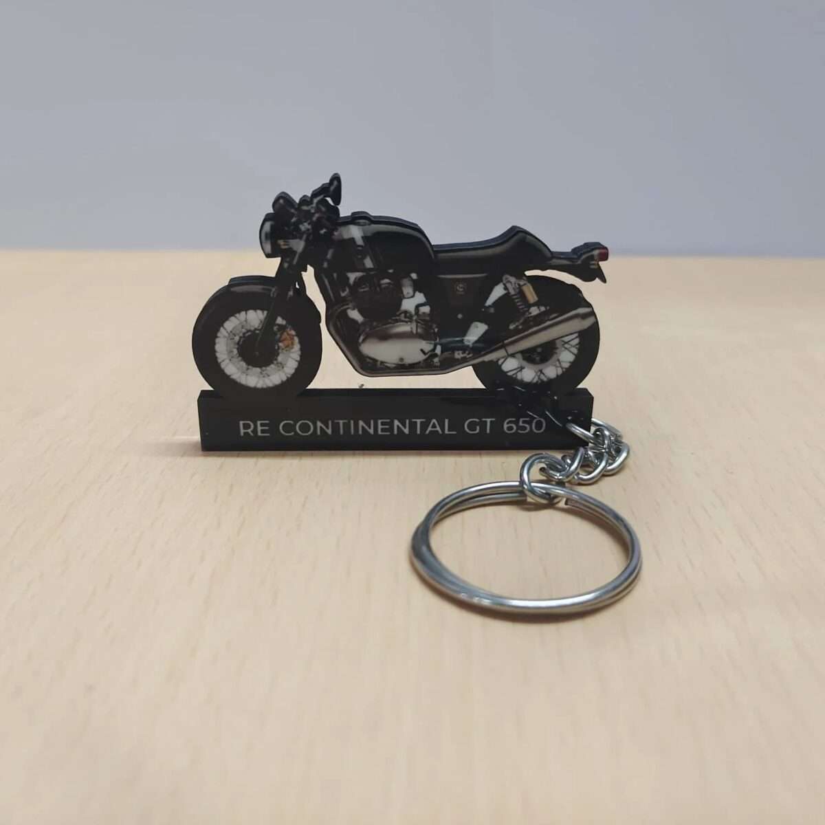 Customized Royal Enfield Continental GT 650 British Green Colorful Bike Shape Gel Number Plate Keychain (2)