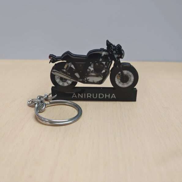 Customized Royal Enfield Continental GT 650 British Green Colorful Bike Shape Gel Number Plate Keychain