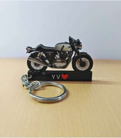 Customized Royal Enfield Continental GT 650 Mr Clean Colorful Bike Shape Gel Number Plate Keychain