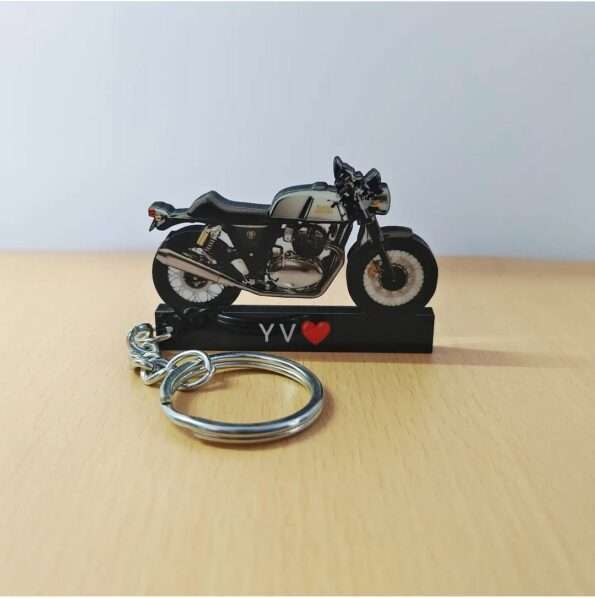 Customized Royal Enfield Continental GT 650 Mr Clean Colorful Bike Shape Gel Number Plate Keychain