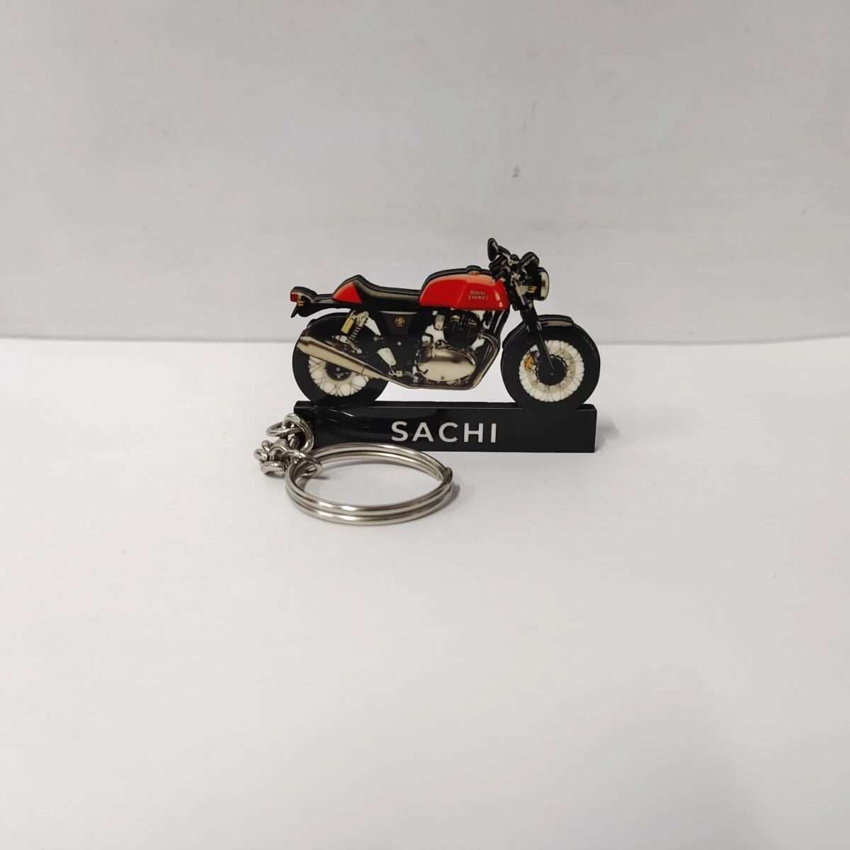 Customized Royal Enfield Continental GT 650 Rocker Red Colorful Bike Shape Gel Number Plate Keychain