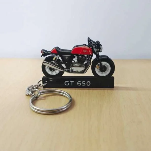 Customized Royal Enfield Continental GT 650 Rocker Red Colorful Bike Shape Gel Number Plate Keychain