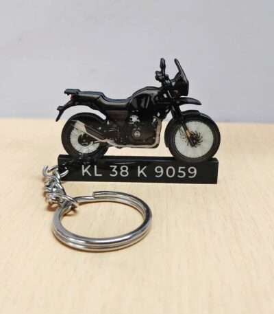 Customized Royal Enfield Himalayan 411 Sleet Black Colorful Bike Shape Gel Number Plate Keychain (01)
