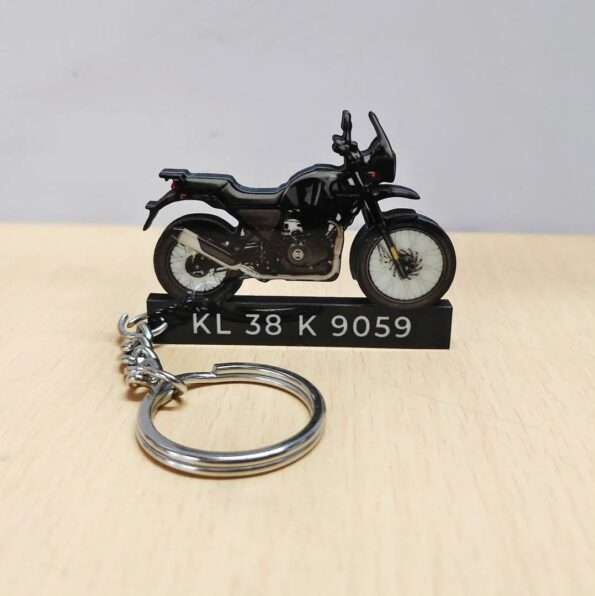 Customized Royal Enfield Himalayan 411 Sleet Black Colorful Bike Shape Gel Number Plate Keychain (01)