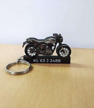 Customized Royal Enfield Hunter 350 Dapper Grey Colorful Bike Shape Gel Number Plate Keychain