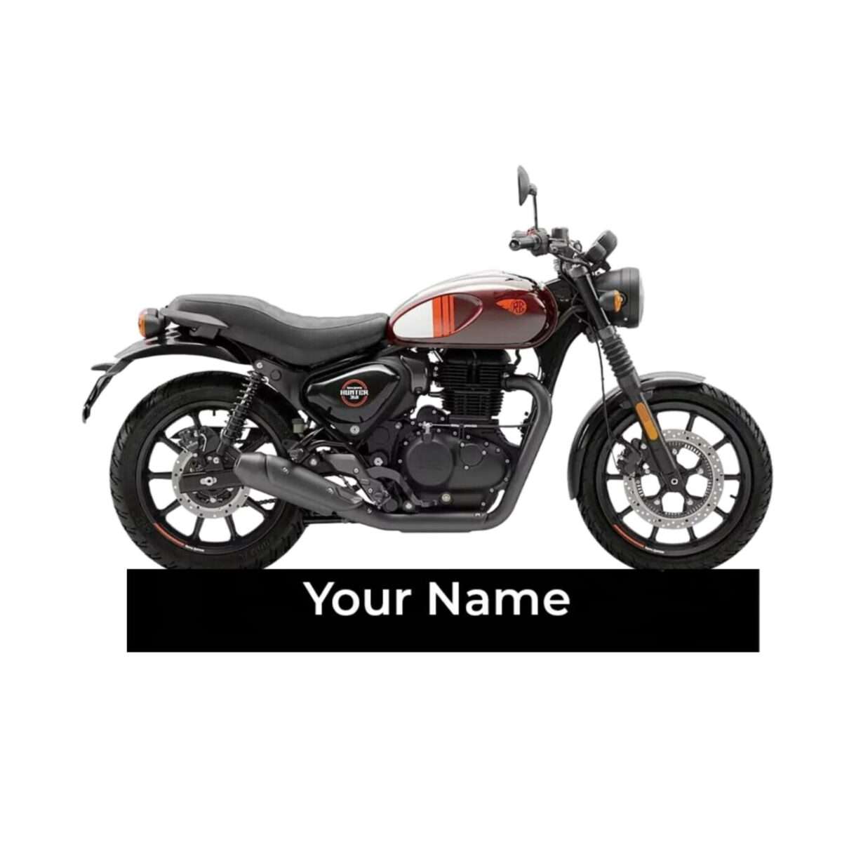 Customized Royal Enfield Hunter 350 Dapper O Colorful Bike Shape Gel Number Plate Keychain