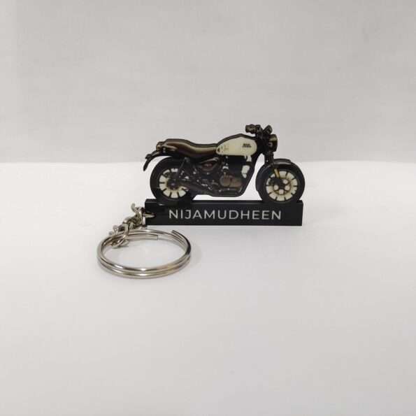 Customized Royal Enfield Hunter 350 Dapper White Colorful Bike Shape Gel Number Plate Keychain