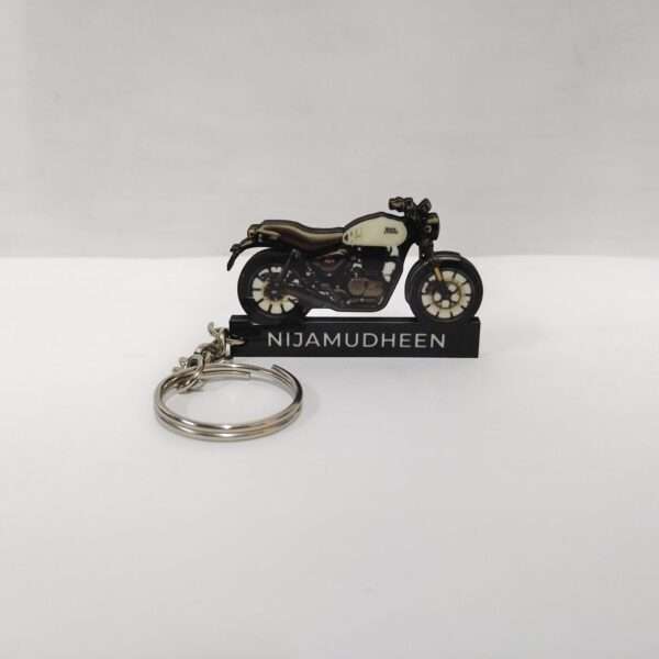 Customized Royal Enfield Hunter 350 Dapper White Colorful Bike Shape Gel Number Plate Keychain