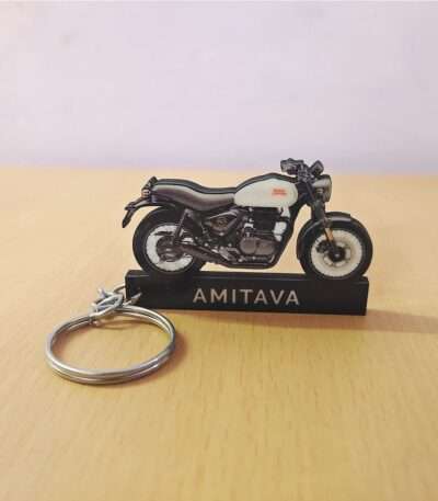 Customized Royal Enfield Hunter 350 Factory Silver Colorful Bike Shape Gel Number Plate Keychain