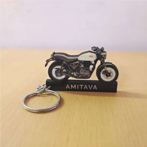 Customized Royal Enfield Hunter 350 Factory Silver Colorful Bike Shape Gel Number Plate Keychain