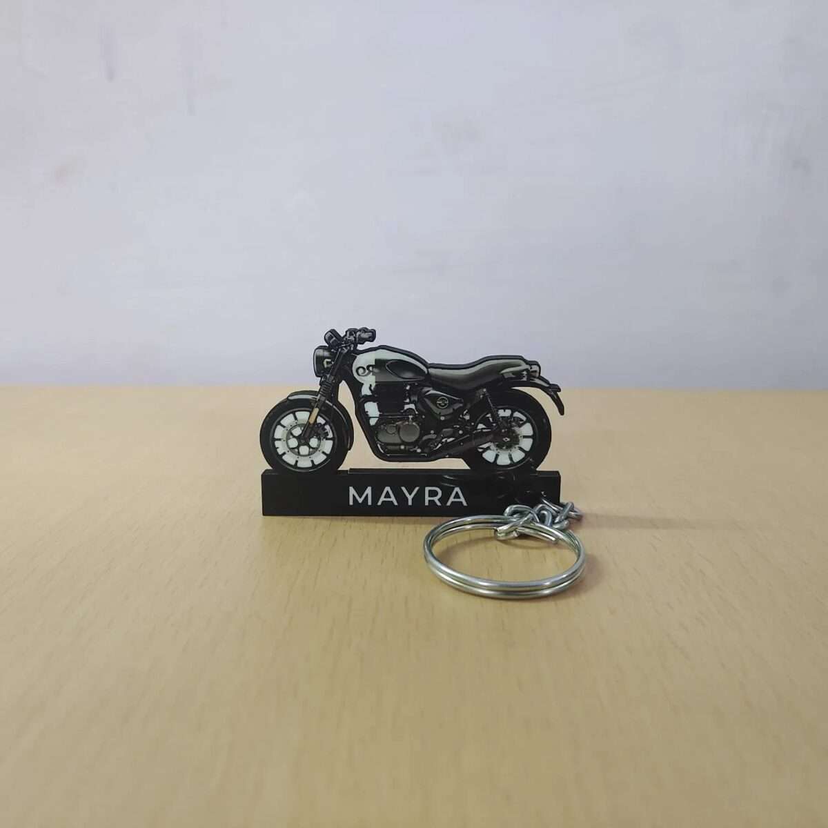 Customized Royal Enfield Hunter 350 Rebel Black Colorful Bike Shape Gel Number Plate Keychain (2)