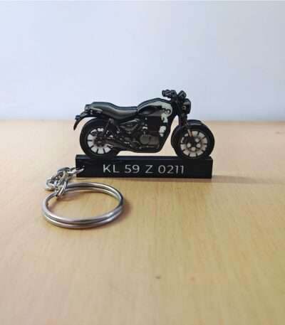 Customized Royal Enfield Hunter 350 Rebel Black Colorful Bike Shape Gel Number Plate Keychain