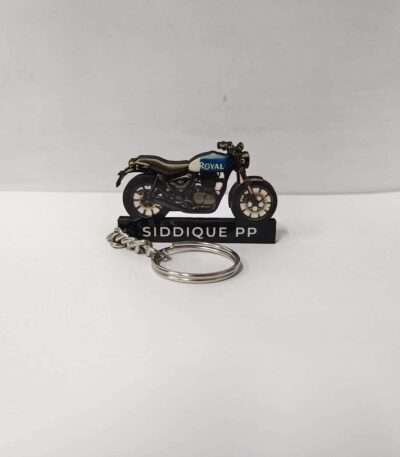 Customized Royal Enfield Hunter 350 Rebel Blue Colorful Bike Shape Gel Number Plate Keychain