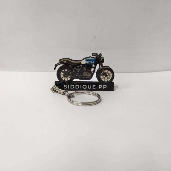 Customized Royal Enfield Hunter 350 Rebel Blue Colorful Bike Shape Gel Number Plate Keychain