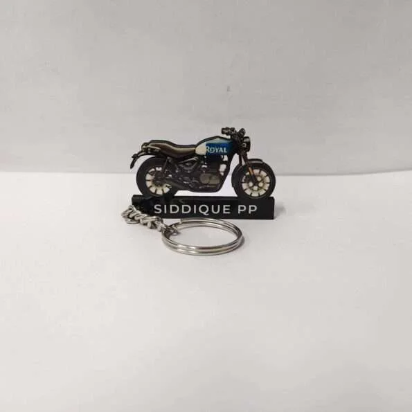 Customized Royal Enfield Hunter 350 Rebel Blue Colorful Bike Shape Gel Number Plate Keychain