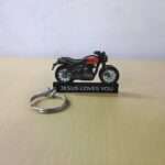Customized Royal Enfield Hunter 350 Rebel Red Colorful Bike Shape Gel Number Plate Keychain (2)
