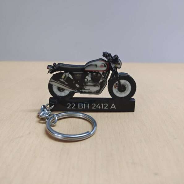 Customized Royal Enfield Interceptor 650 Mark 2 Colorful Bike Shape Gel Number Plate Keychain