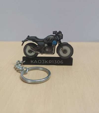 Customized Royal Enfield Scram 411 Graphite Blue Colorful Bike Shape Gel Number Plate Keychain