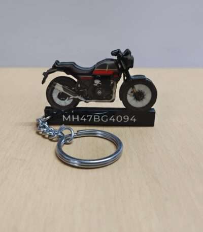 Customized Royal Enfield Scram 411 Graphite Red Colorful Bike Shape Gel Number Plate Keychain