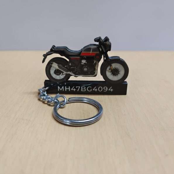 Customized Royal Enfield Scram 411 Graphite Red Colorful Bike Shape Gel Number Plate Keychain