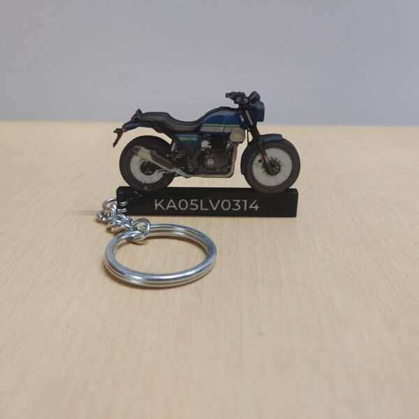 Customized Royal Enfield Scram 411 Skyline Blue Colorful Bike Shape Gel Number Plate Keychain