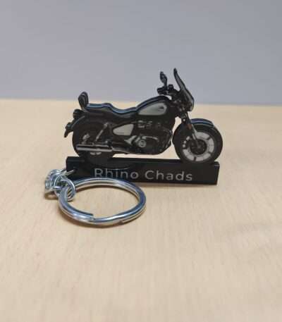 Customized Royal Enfield Super Meteor 650 Celestial Blue Colorful Bike Shape Gel Keychain