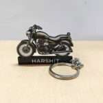Customized Royal Enfield Thunderbird 350 Lightning Green Colorful Bike Shape Gel Number Plate Keychain (2)