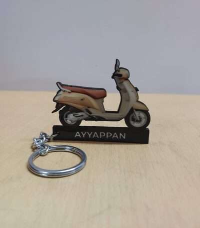 Customized Suzuki Access 125 Pearl Shining Beige SE Colorful Scooter Shape Gel Number Plate Keychain