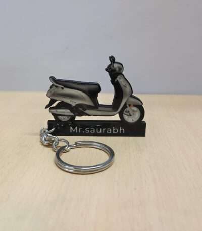 Customized Suzuki Access 125 Platinum Silver Colorful Scooter Shape Gel Number Plate Keychain