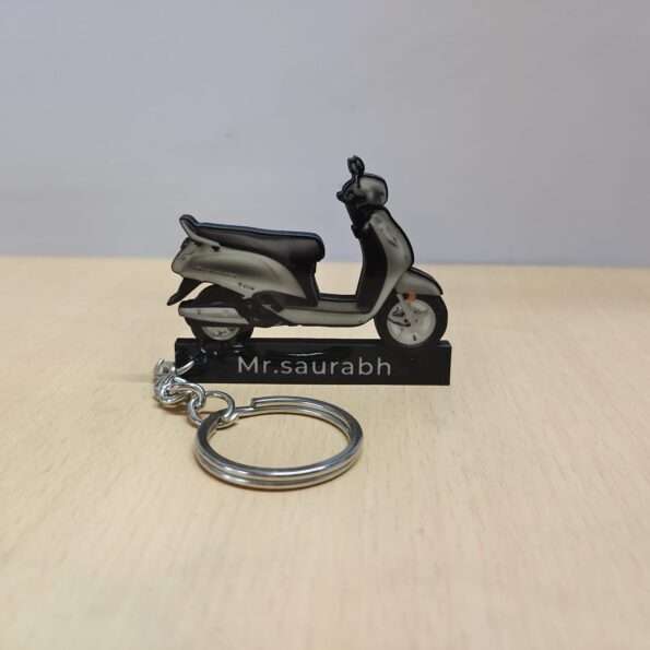 Customized Suzuki Access 125 Platinum Silver Colorful Scooter Shape Gel Number Plate Keychain