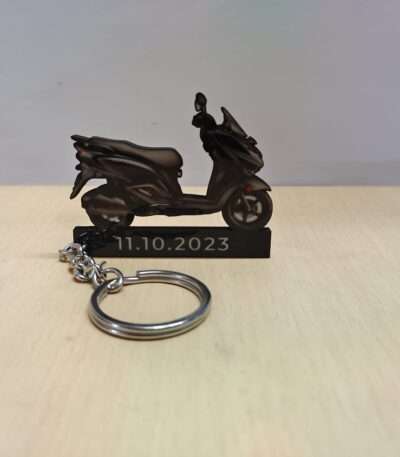 Customized Suzuki Burgman Street 125 Metallic Matte Black Colorful Scooter Shape Gel Number Plate Keychain