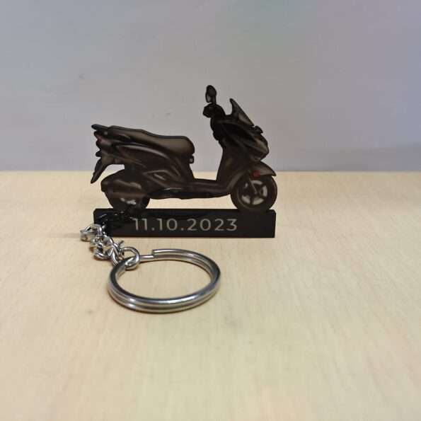 Customized Suzuki Burgman Street 125 Metallic Matte Black Colorful Scooter Shape Gel Number Plate Keychain