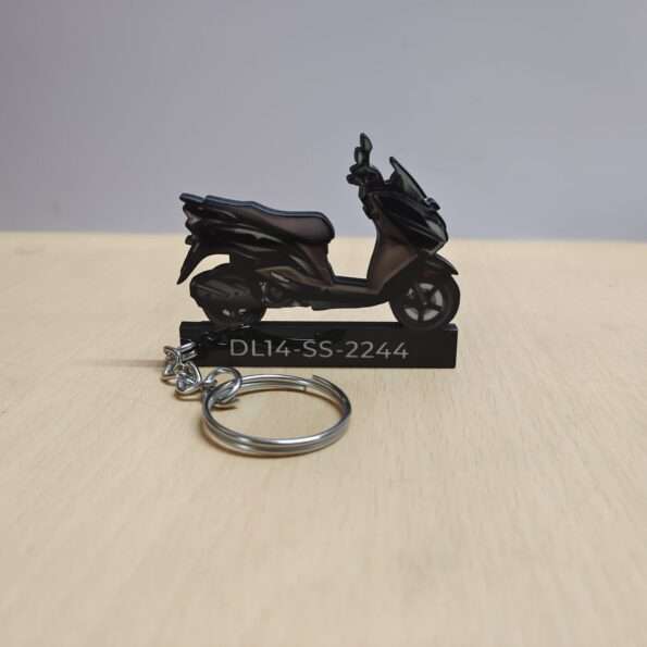 Customized Suzuki Burgman Street 125 Metallic Matte Black No. 2 Colorful Scooter Shape Gel Number Plate Keychain (1)