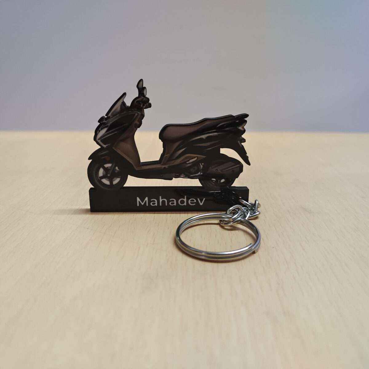 Customized Suzuki Burgman Street 125 Metallic Matte Black No. 2 Colorful Scooter Shape Gel Number Plate Keychain (2)