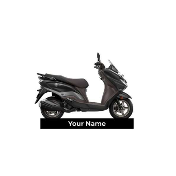 Customized Suzuki Burgman Street 125 Metallic Matte Black YKV Colorful Scooter Shape Gel Number Plate Keychain