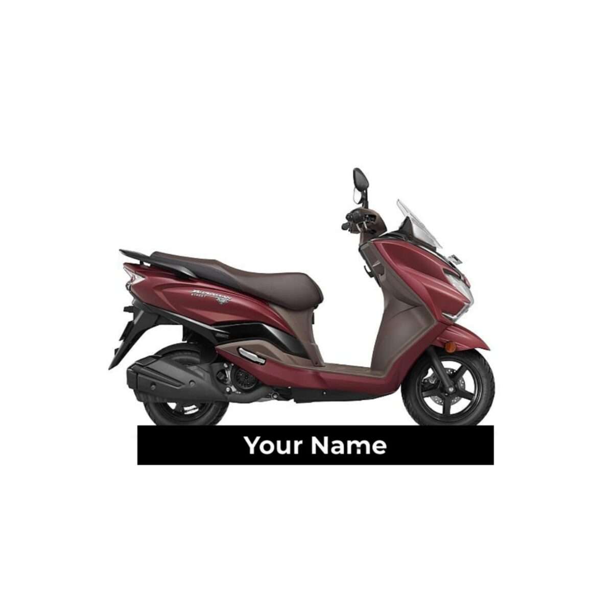 Customized Suzuki Burgman Street 125 Metallic Matte Bordeaux Red Colorful Scooter Shape Gel Number Plate Keychain