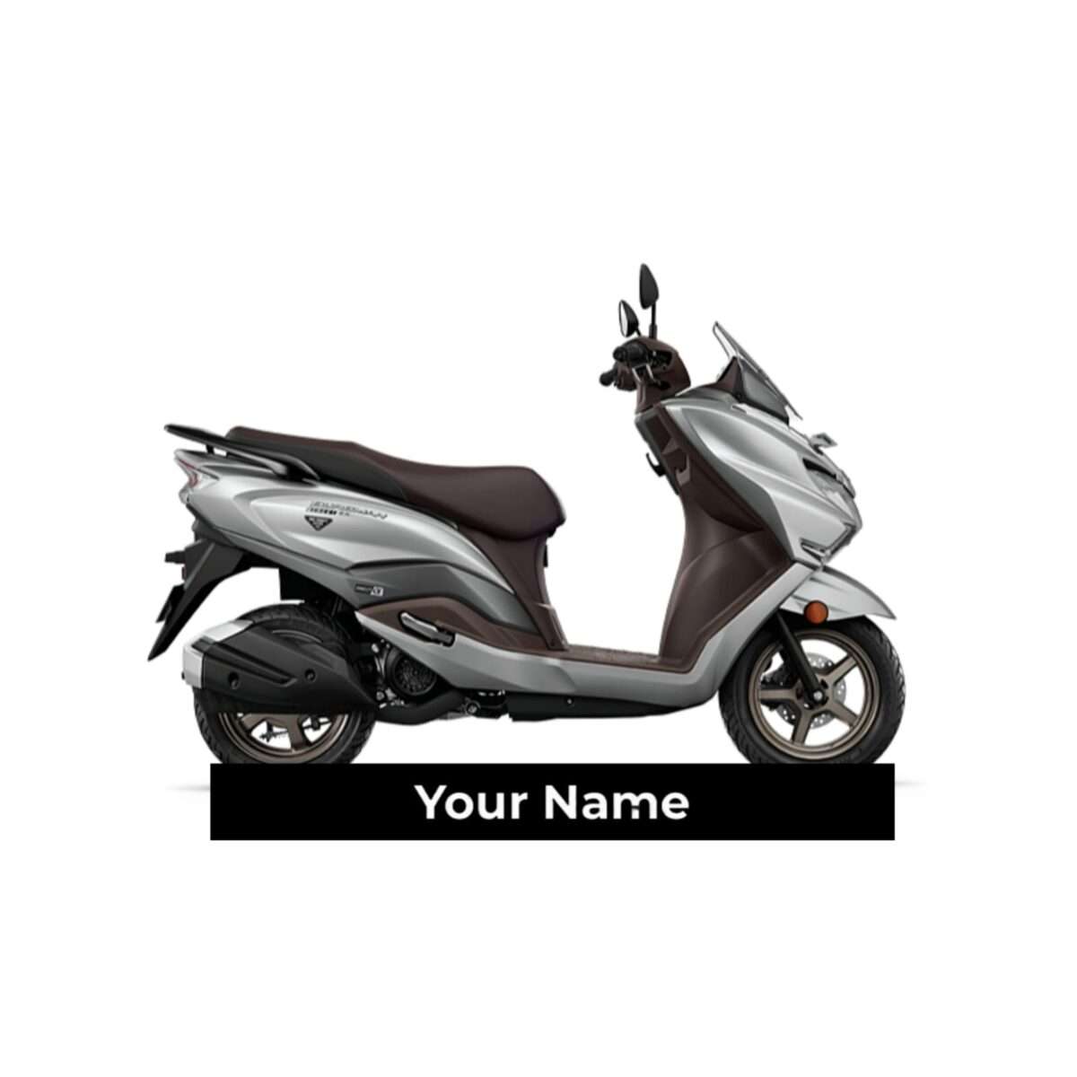 Customized Suzuki Burgman Street 125 Metallic Matte Platinum Silver No. 2 SAB Colorful Scooter Shape Gel Number Plate Keychain