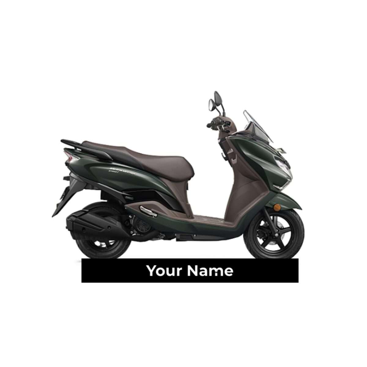 Customized Suzuki Burgman Street 125 Pearl Matte Shadow Green (Std) Colorful Scooter Shape Gel Number Plate Keychain