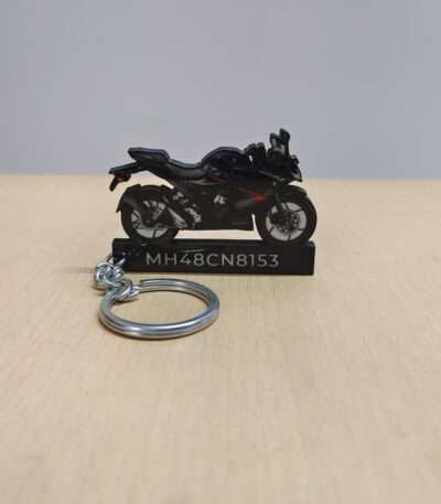 Customized Suzuki Gixxer SF Glass Sparkle Black Colorful Bike Shape Gel Number Plate Keychain