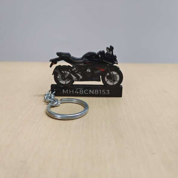 Customized Suzuki Gixxer SF Glass Sparkle Black Colorful Bike Shape Gel Number Plate Keychain