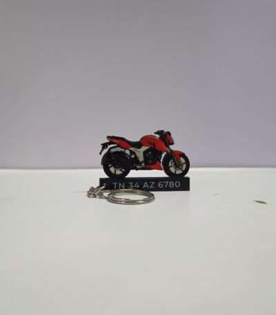 Customized TVS Apache RTR 160 4V Racing Red Colorful Bike Shape Gel Number Plate Keychain