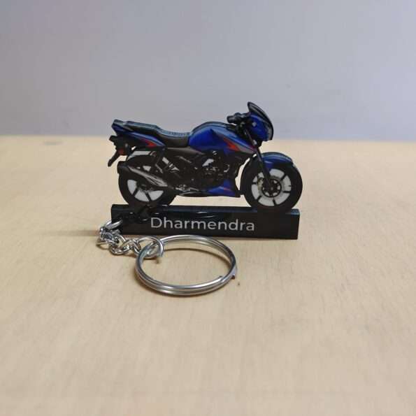 Customized TVS Apache RTR 160 Matte Blue Colorful Bike Shape Gel Number Plate Keychain