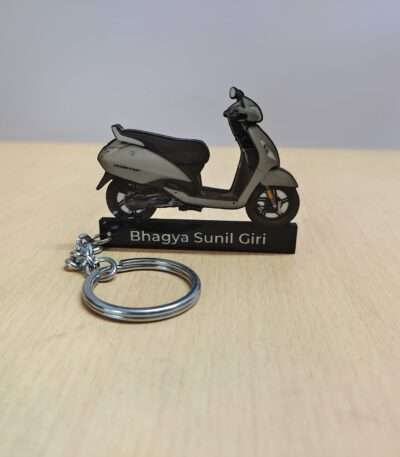 Customized TVS Jupiter Titanium Grey Colorful Scooter Shape Gel Number Plate Keychain