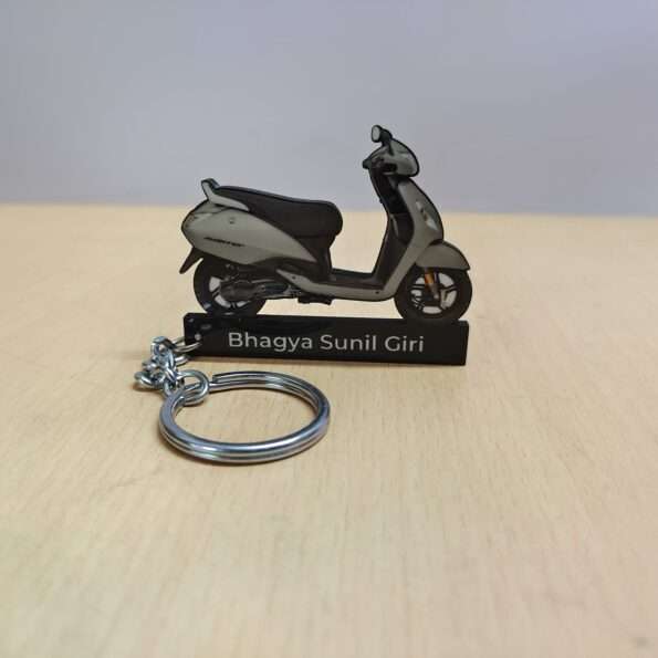 Customized TVS Jupiter Titanium Grey Colorful Scooter Shape Gel Number Plate Keychain