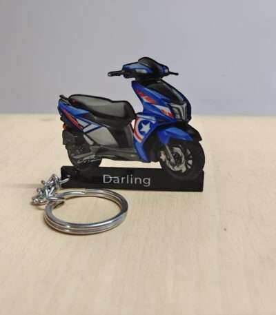 Customized TVS Ntorq 125 Combat Blue Colorful Scooter Shape Gel Number Plate Keychain