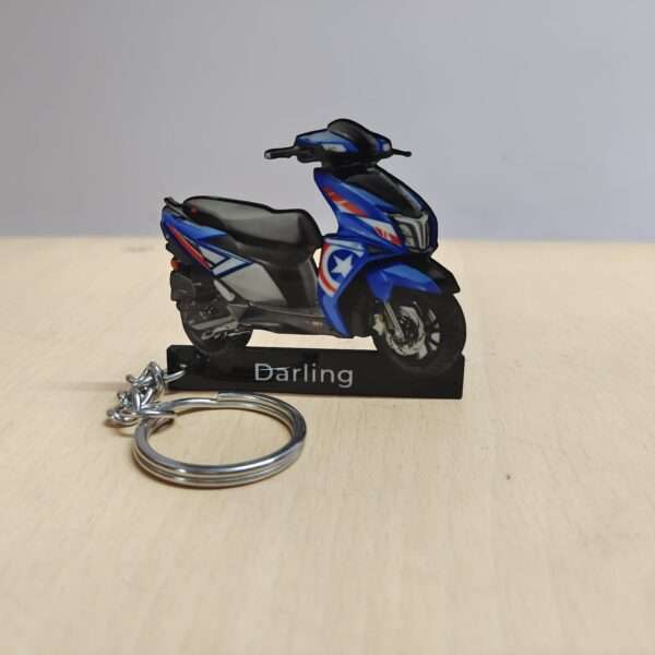 Customized TVS Ntorq 125 Combat Blue Colorful Scooter Shape Gel Number Plate Keychain
