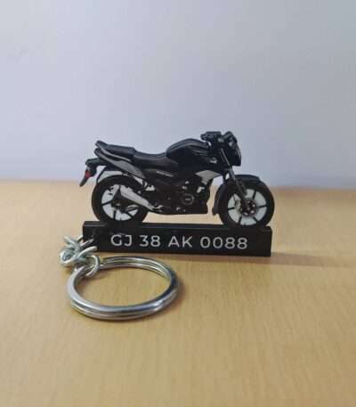 Customized TVS Raider 125 Wicked Black Colorful Bike Shape Gel Number Plate Keychain